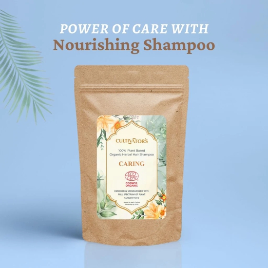 Cultivators Organic Herbal Hair Shampoo, Organic Natural Powder Shampoo for Women & Men For Caring Hairs From Root to Tip, Chemical Free Contains Amla, Shikhakai, Kapoor Kachli - Caring - 250 gm