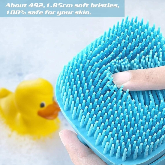 Body Scrubber with Soap Dispenser Brush, Silicone Exfoliating Brushes, Soft Body Exfoliator, Bath Loofah for Babies, Kids, Women, Men and Pets