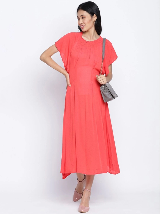 Oxolloxo Red Crepe A-Line Midi Dress