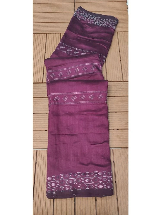 Sitanjali Art Silk Printed Saree With Blouse Piece - Wine ( Pack of 1 ) - Wine