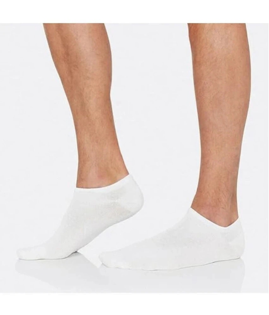 THRIFTKART Cotton Blend Mens Solid White Low Cut Socks ( Pack of 5 ) - White