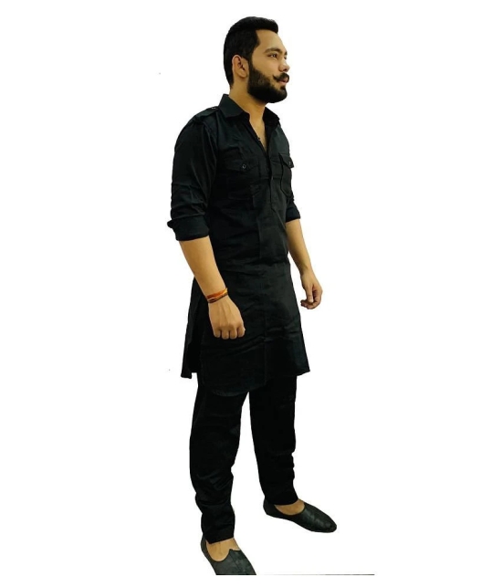 Preen Black Cotton Blend Kurta Pyjama Set Pack of 1 - None