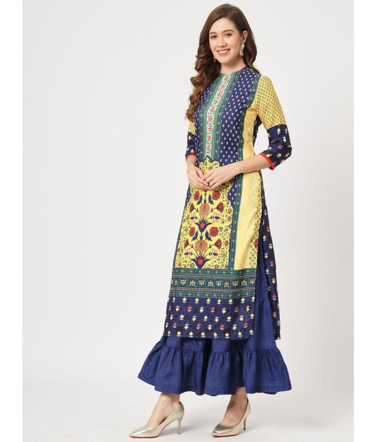 Pannkh - Yellow Rayon Womens Straight Kurti ( Pack of 1 ) - None