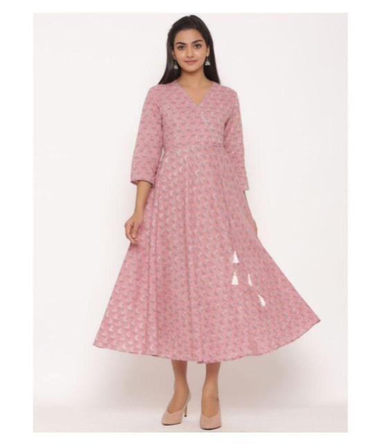 miravan Pink Cotton Anarkali Kurti - 3XL