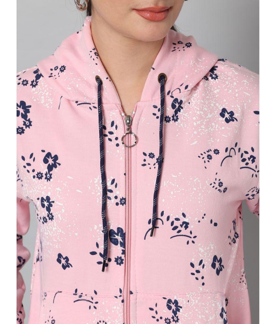 eWools.in Cotton Blend Women''s Hooded Sweatshirt ( Pink ) - None