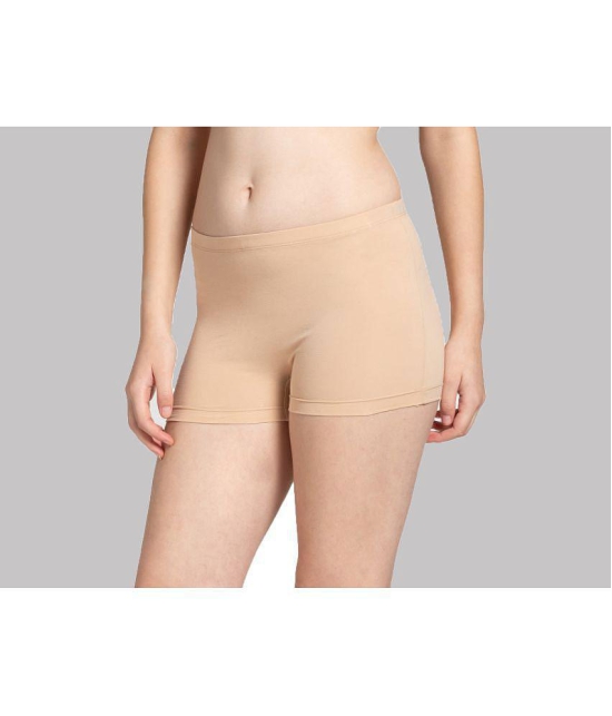 Tkeshto - Tan Cotton Lycra Solid Women's Boy Shorts ( Pack of 2 ) - None