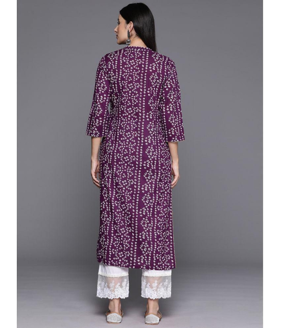 Varanga Cotton Printed Straight Womens Kurti - Purple ( Pack of 1 ) - None