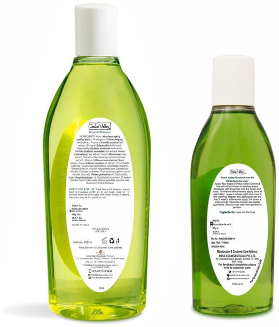 Indus Valley Bio Organic Hair Regrowth Oil 100ml & Hair Growout Shampoo 200ml (Hair Care Combo Pack 300ml)