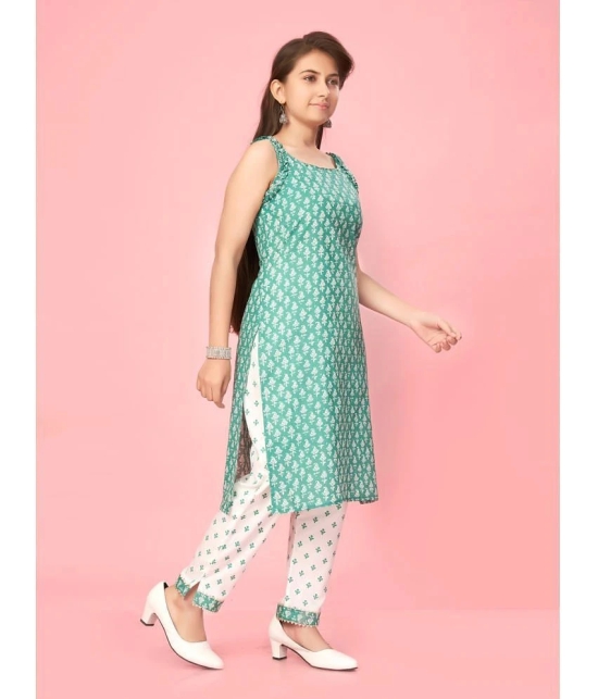 Aarika Sea Green Cotton Girls Kurti ( Pack of 1 ) - None