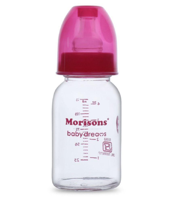 Morisons Baby Dreams Glass Feeding Bottle 125ml - Pink