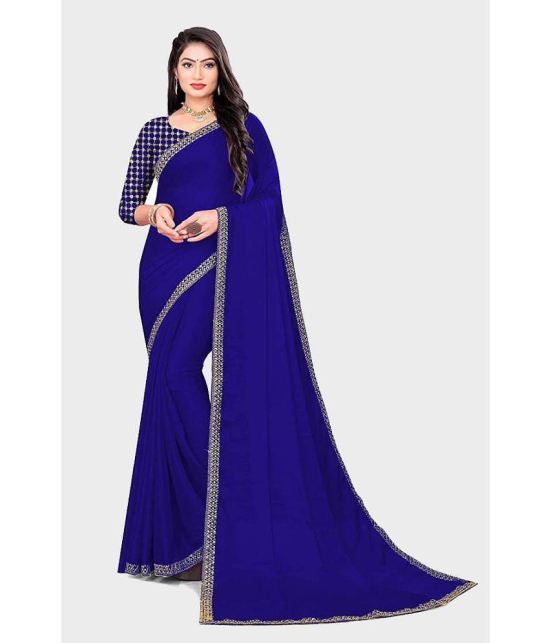 Bhuwal Fashion - Navy Blue Art Silk Saree With Blouse Piece ( Pack of 1 ) - Navy Blue