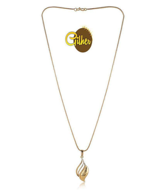 Gilherfashion Gold Plated Daily Wear Locket+ 24 Inch Chain For Women And Girls - Golden