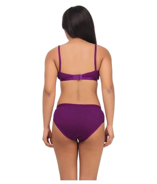 TCG Purple Cotton Lycra Bra & Panty Set - 38