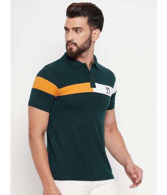 MXN - Dark Green Cotton Blend Regular Fit Mens Polo T Shirt ( Pack of 1 ) - None