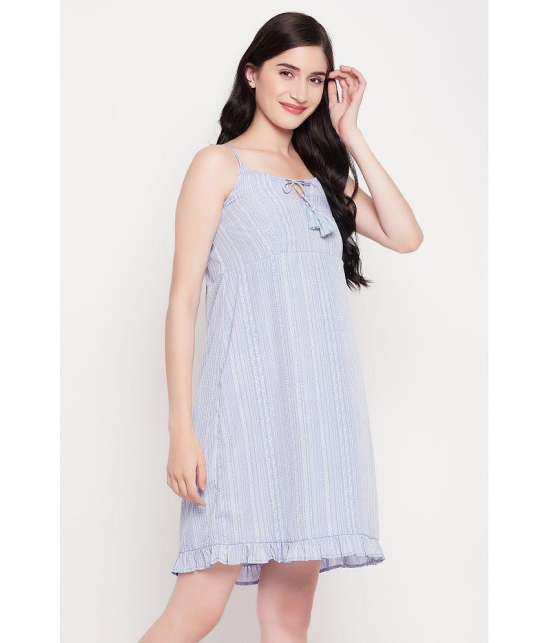 Clovia Crepe Blue Beach Dresses - Single - None