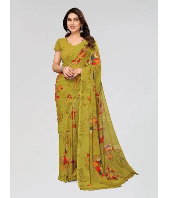 ANAND SAREES Georgette Printed Saree With Blouse Piece - Green ( Pack of 1 ) - Green