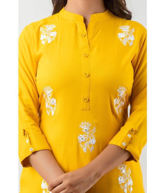 MAUKA - Yellow Straight Rayon Womens Stitched Salwar Suit ( Pack of 1 ) - None