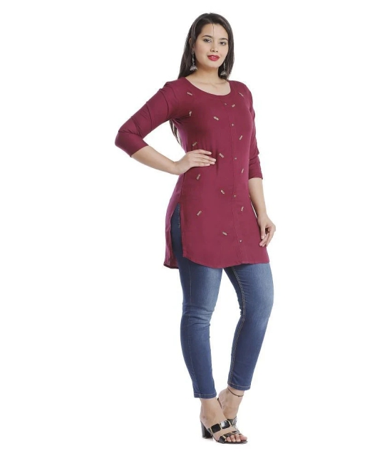 JC4U - Maroon Viscose Womens Straight Kurti - XL