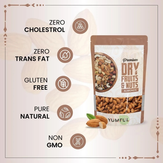 Yumful Pure California Almonds Whole -250g, Real Nuts, High in Fiber, Badam Giri, Rich in Protein, Magnesium, Phosphorus and Dietary Fibre, Nuts & Dry Fruits