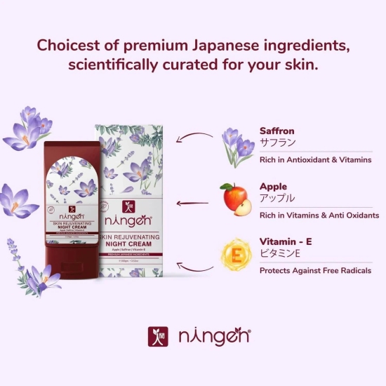 Ningen Skin Rejuvenating Night Cream Goodness Of Apple Saffron And Vitamin-E (100g)