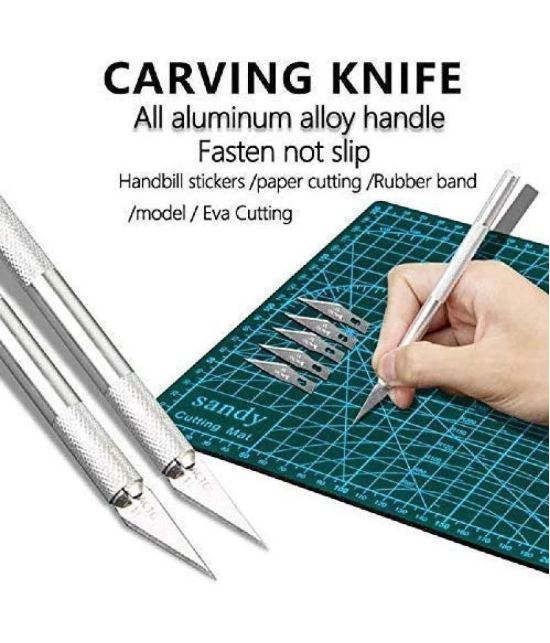 ECLET Art and Craft Detail Pen Knife with 5 Interchangeable Sharp Blades for Carving & Mat Cutting (1 Knife + 5 Blades Set)