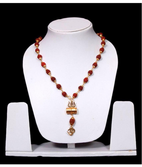 PAYSTORE Shiv Shakti Trishul Damru ,Om Locket Yantra Pendant Energized 5 Faced Mukhi Rudraksh Shiv Shakti Kavach With gold plated cap mala for Men - None