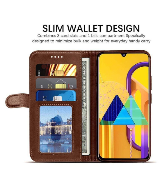 Samsung Galaxy A50s Flip Cover by NBOX - Brown Viewing Stand and pocket - Brown