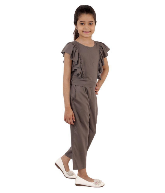 Kids Cave - Grey Rayon Girls Jumpsuit ( Pack of 1 ) - None