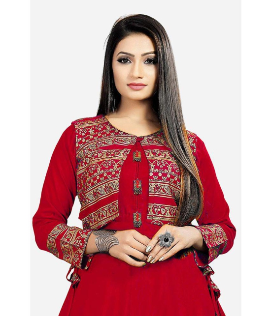 Estela - Red Rayon Women's Jacket Style Kurti ( Pack of 1 ) - None