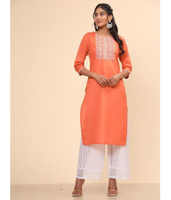 Vbuyz - Orange Cotton Blend Women's Straight Kurti ( Pack of 1 ) - None