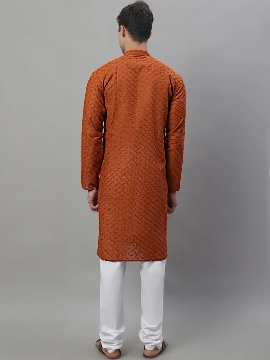 Jompers Men Brown Chikan Kurta with Churidar-XXL / Brown