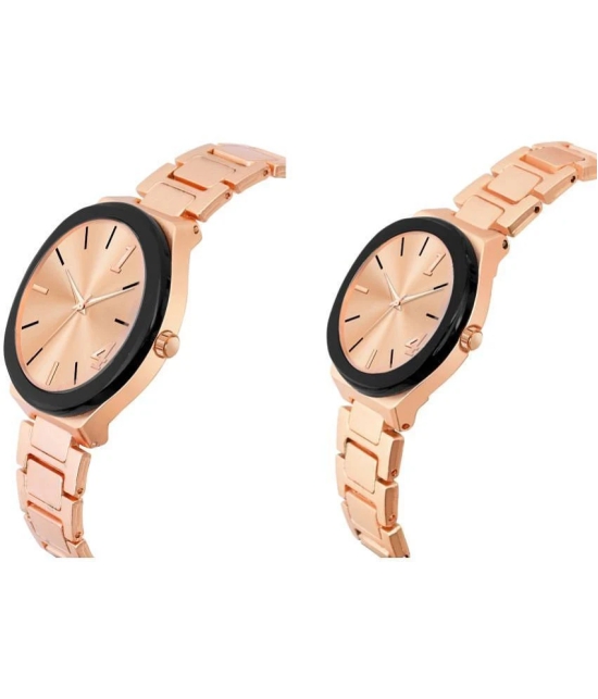 acnos Rose Gold Stainless Steel Analog Couples Watch