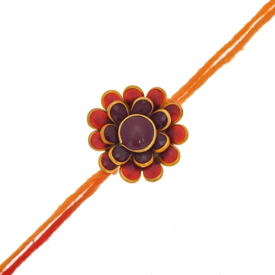 Indi Rang Resin Copper and Pearl Rakhi for Unisex-Adult (Yellow)