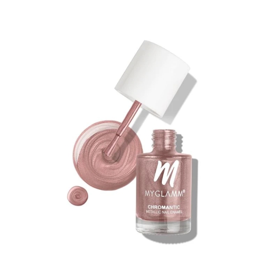 MyGlamm Chromantic Metallic Nail Enamel - Midas Touch (Copper Pink Shade) | Chamical Free, Chrome Finish & Long Lasting Nail Polish (10ml)