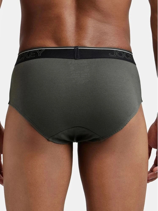 Jockey 8037 Men Super Combed Cotton Solid Brief with Ultrasoft Waistband - Deep Olive (Pack of 2) - None