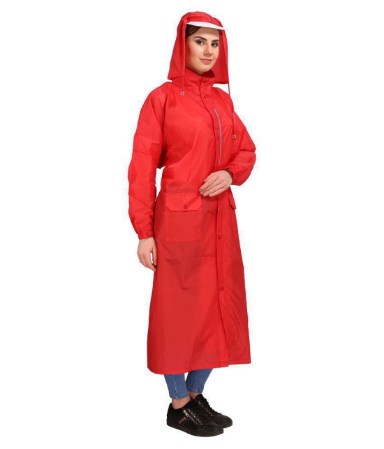 Goodluck Nylon Long Raincoat - Red - L