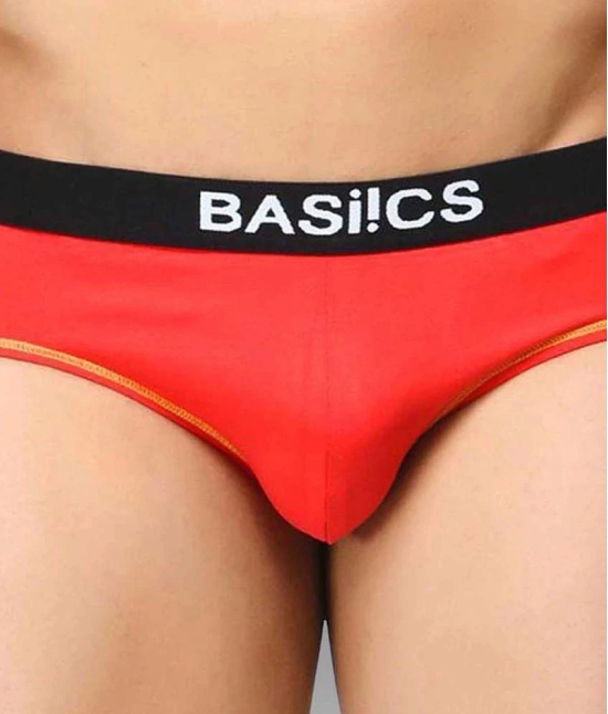 BASIICS By La Intimo Cotton Blend Mens Briefs ( Red ) - M