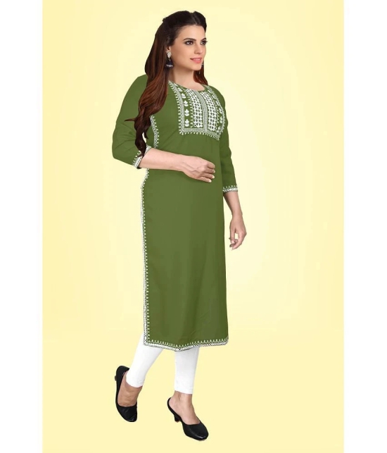 Kapadia - Green Rayon Womens Straight Kurti ( Pack of 1 ) - None