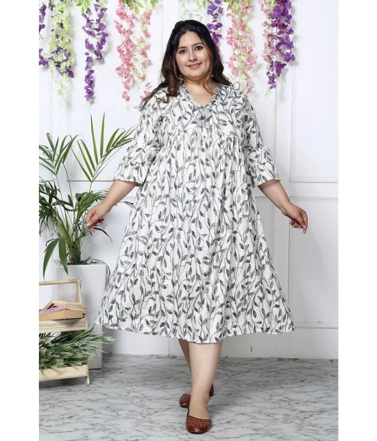 Swasti Cotton Blend Printed Anarkali Womens Kurti - White ( Pack of 1 ) - None