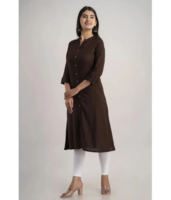 MAUKA - Brown Rayon Womens A-line Kurti ( Pack of 1 ) - None