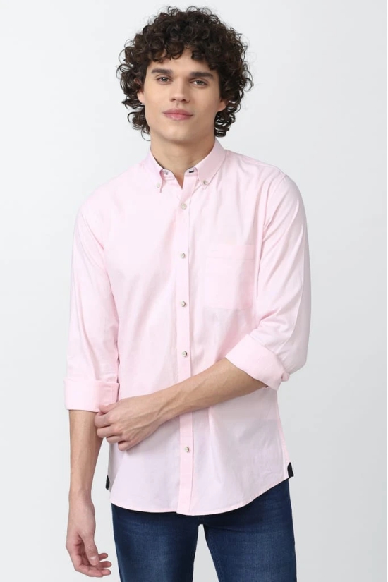 Men Pink Slim Fit Solid Full Sleeves Casual Shirt