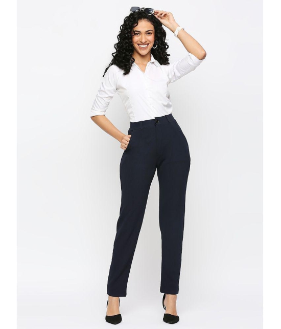 Smarty Pants - Navy Lycra Straight Womens Formal Pants ( Pack of 1 ) - None