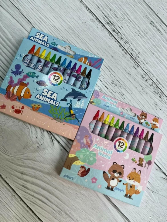 KIDS COLOURS  CRAYONS  12 PCS-Dianosaur