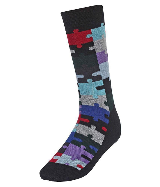 Creature - Cotton Men's Printed Multicolor Full Length Socks ( Pack of 3 ) - Black