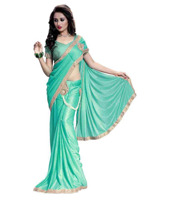 Bhuwal Fashion Green and Blue Lycra Saree