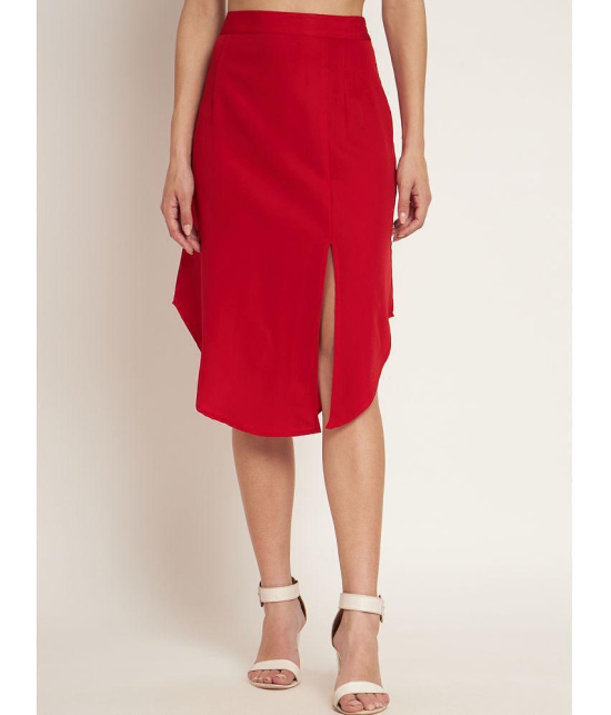 Curvydrobe Red Crepe Women's A-Line Skirt ( Pack of 1 ) - None