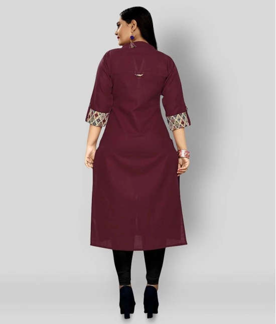 Rangrasiya - Maroon Cotton Blend Womens Front Slit Kurti ( Pack of 1 ) - 5XL