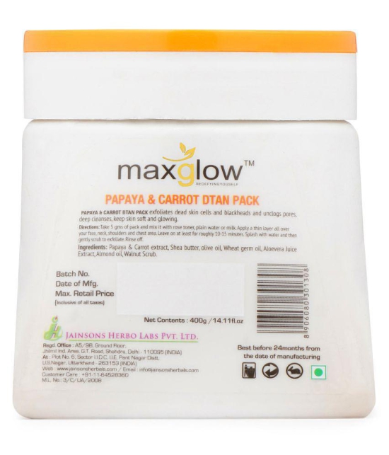 MaxGlow PAPAYA AND CARROT DE TAN PACK Face Pack Cream 400 gm