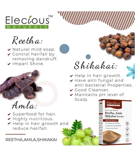 Elecious Naturals Amla, Reetha, Shikakai Powder For All Hair | 100% Natural, No Preservative