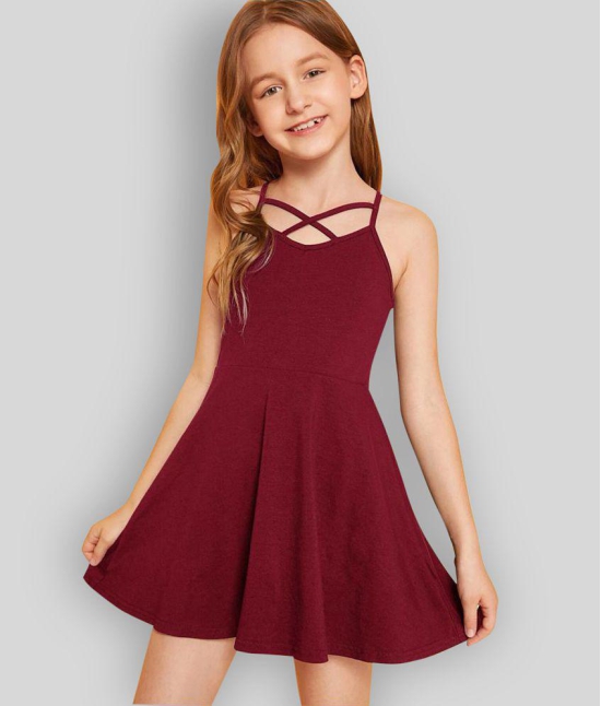 Addyvero - Maroon Cotton Blend Girls A-line Dress ( Pack of 1 ) - None